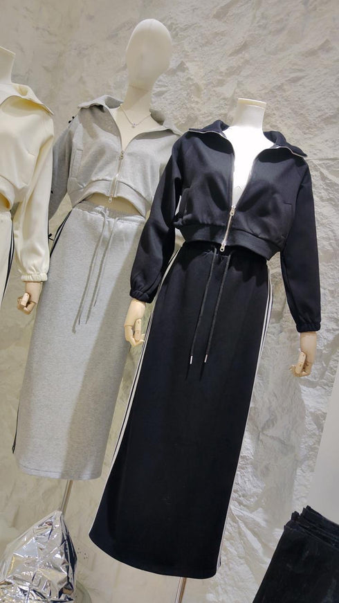 Winter Crop Jacket With Long Skirts